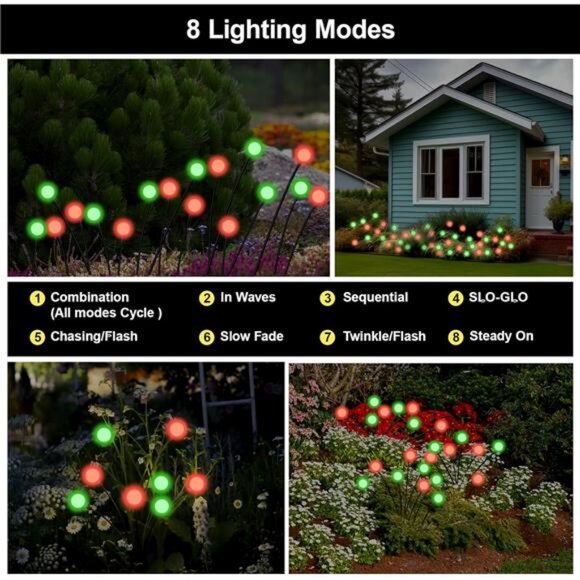 Solar Firefly Lights Outdoor Waterproof; 8 Modes Red and Green Firefly Swaying - Picture 5 of 7
